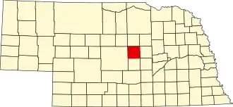 Map of Nebraska highlighting Valley County