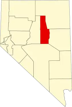 Map of Nevada highlighting Eureka County