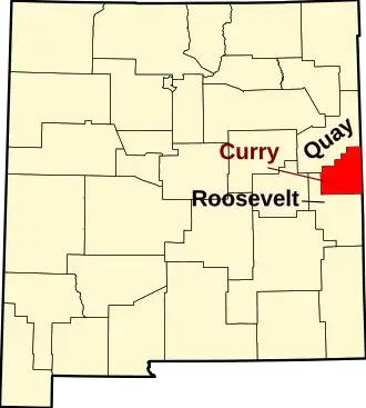 Map of New Mexico highlighting Curry County