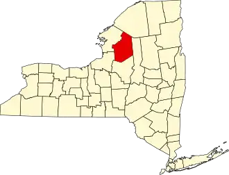 Map of New York highlighting Lewis County