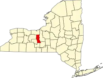 Map of New York highlighting Seneca County