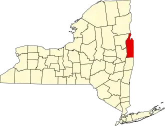 Map of New York highlighting Washington County