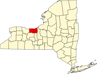 Map of New York highlighting Wayne County