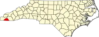 Map of North Carolina highlighting Clay County