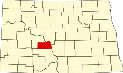 Map of North Dakota highlighting Oliver County
