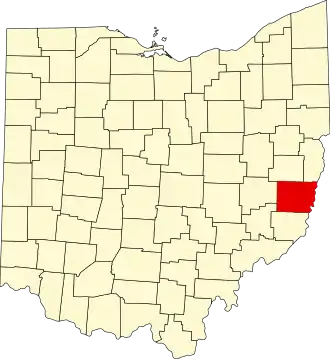 Map of Ohio highlighting Belmont County