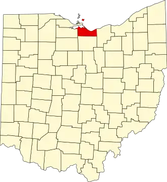 Map of Ohio highlighting Erie County