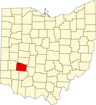 Map of Ohio highlighting Greene County