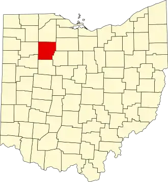 Map of Ohio highlighting Hancock County
