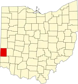 Map of Ohio highlighting Preble County