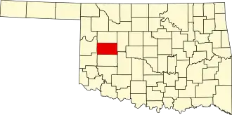 Map of Oklahoma highlighting Custer County