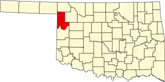 Map of Oklahoma highlighting Ellis County