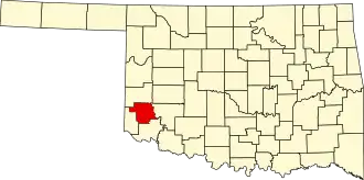 Map of Oklahoma highlighting Greer County