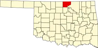 Map of Oklahoma highlighting Kay County