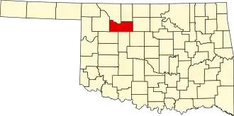 Map of Oklahoma highlighting Major County