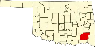 Map of Oklahoma highlighting Pushmataha County