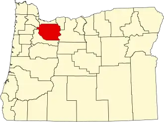 Map of Oregon highlighting Clackamas County