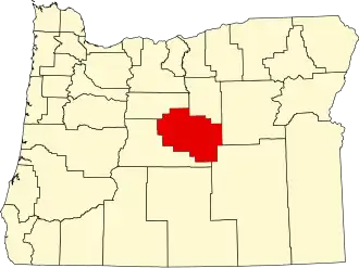 Map of Oregon highlighting Crook County