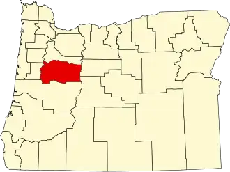 Map of Oregon highlighting Linn County