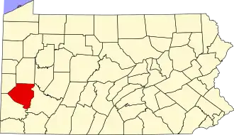 Map of Pennsylvania highlighting Allegheny County