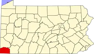 Map of Pennsylvania highlighting Greene County