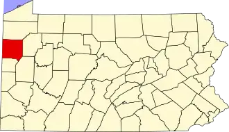 Map of Pennsylvania highlighting Mercer County