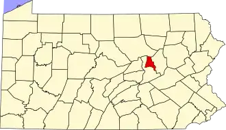 Map of Pennsylvania highlighting Montour County