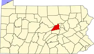 Map of Pennsylvania highlighting Union County