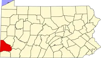 Location of Washington County in Pennsylvania