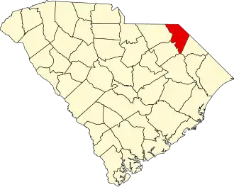 Map of South Carolina highlighting Marlboro County