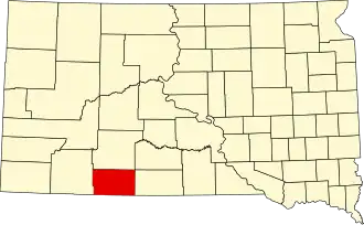 Map of South Dakota highlighting Bennett County