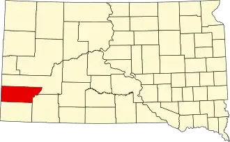 Map of South Dakota highlighting Custer County