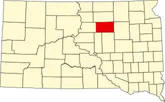 Map of South Dakota highlighting Faulk County