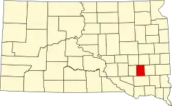 Map of South Dakota highlighting Hanson County
