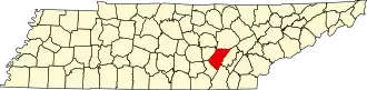 Map of Tennessee highlighting Bledsoe County