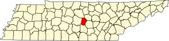 Map of Tennessee highlighting Cannon County