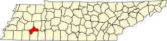 Map of Tennessee highlighting Chester County