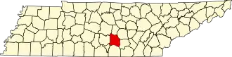 Map of Tennessee highlighting Coffee County