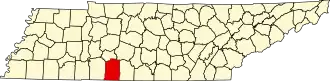 Map of Tennessee highlighting Lawrence County