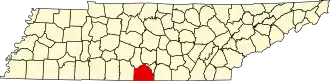 Map of Tennessee highlighting Lincoln County