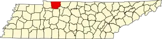 Map of Tennessee highlighting Montgomery County
