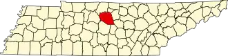 Map of Tennessee highlighting Wilson County