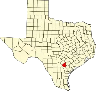 State map highlighting Karnes County