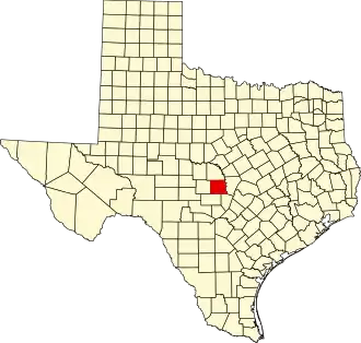 Map of Texas highlighting Llano County