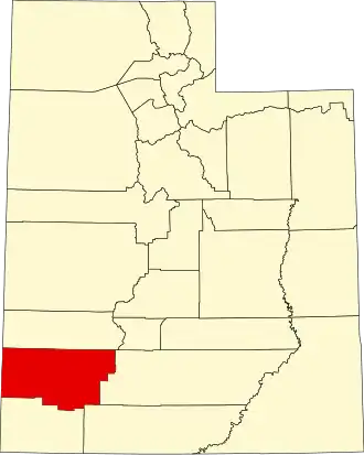 Map of Utah highlighting Iron County