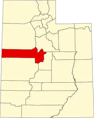 Map of Utah highlighting Juab County