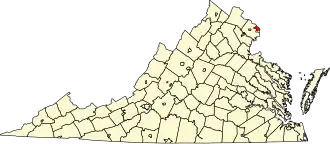Map of Virginia highlighting Arlington County