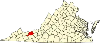 Map of Virginia highlighting Bland County