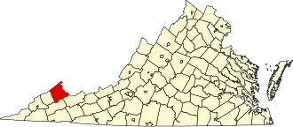 Map of Virginia highlighting Buchanan County