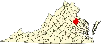 Map of Virginia highlighting Caroline County